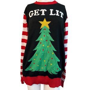 Tipsy Elves Womens  XL Get Lit Ugly Christmas Tree Sweater Party Fun